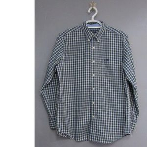 Chaps Easy Care Green Black Blue Check Shirt Sz L